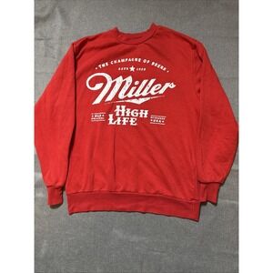 Miller High Life Beer Red Ling Sleeve Sweater Medium Cotton Blend